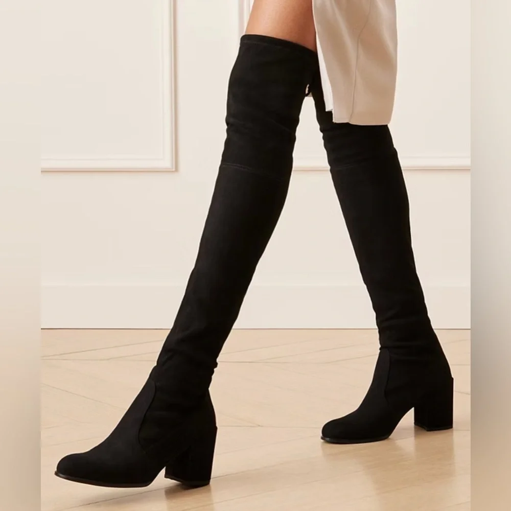 Stuart Weitzman over the knee black suede boots